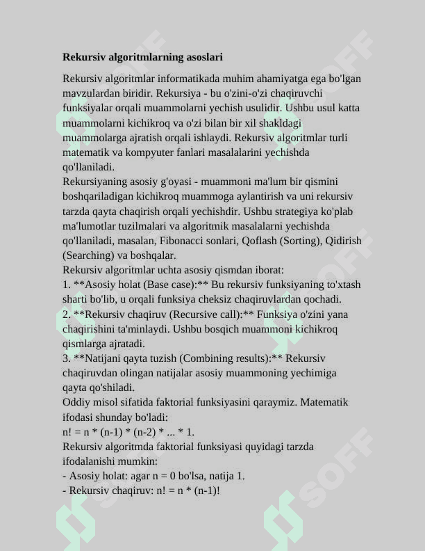 REKURSIV ALGORITMLAR VA ULARNING VAZIFALARI 3