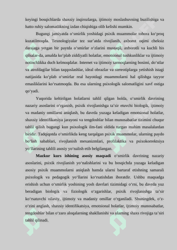 O’smirlik davrida psixik rivojlanish xususiyatlari 3