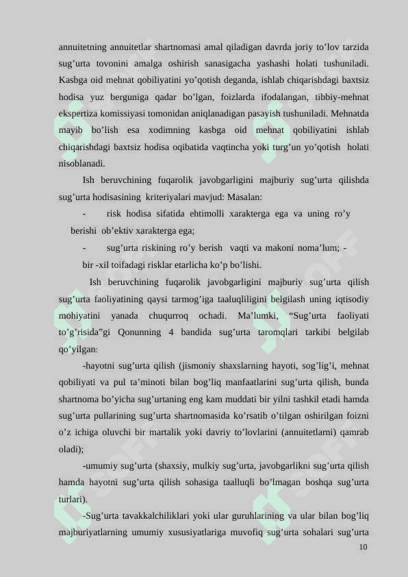 Ish beruvchining fuqarolik javobgarligini majburiy sug’urta qilish mexanizmini 8