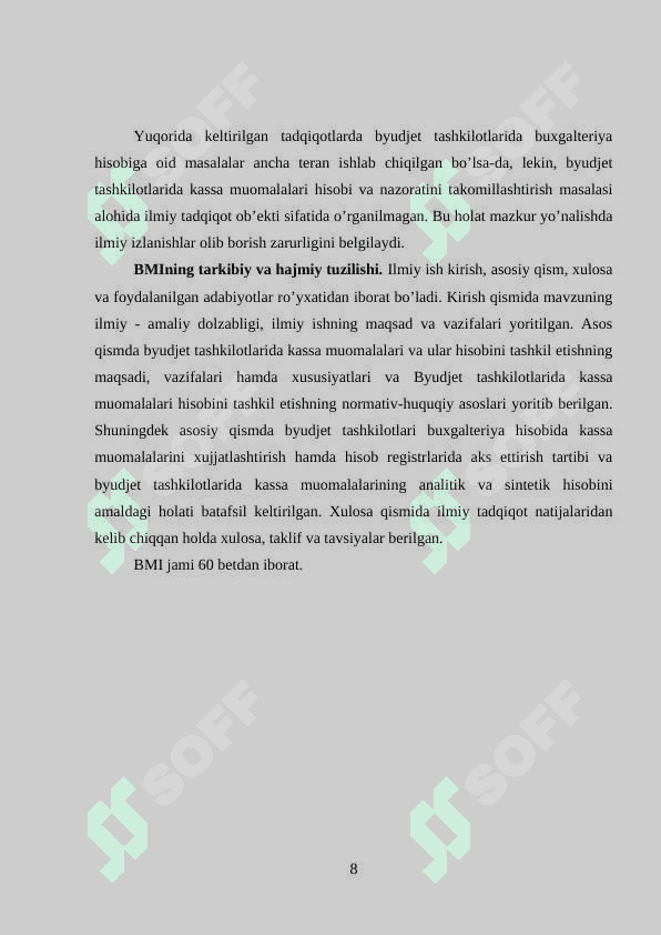 Byudjet tashkilotlarida kassa va kassa operatsiyalari 8