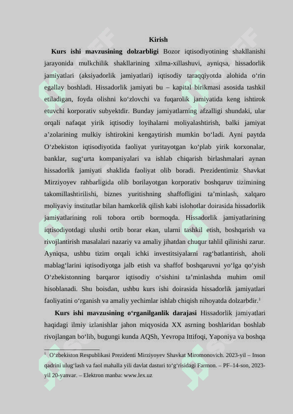 Hissadorlik jamiyatlari va ularning tashkil etilishi kurs ishi |  Ҳиссадорлик жамиятлари ва уларнинг ташкил этилиши 3