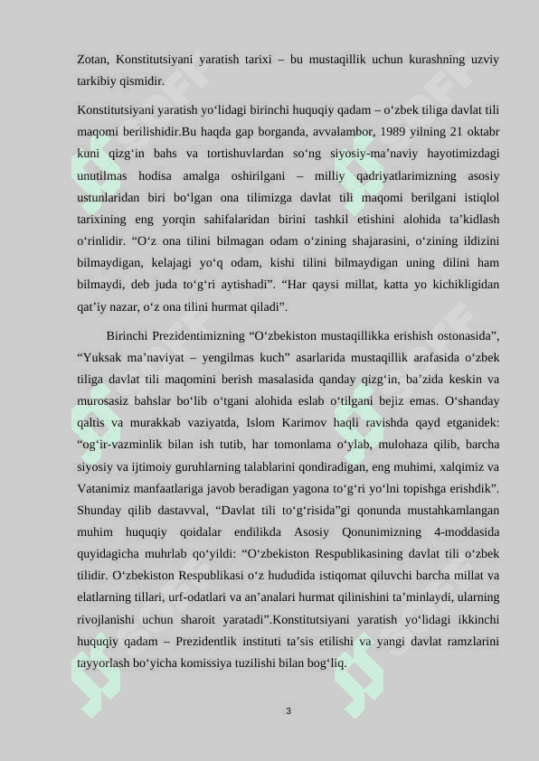 O’zbekiston Respublikasi Konstitutsiyasinng qabul qilinishi va uning tarixiy ahamiyati 3