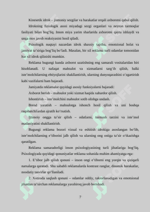 IDROK VA REKLAMA MAVZUSIDAGI 8