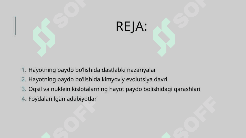 Hayotning paydo bo’lishida hozirgi zamon qarashlari 2