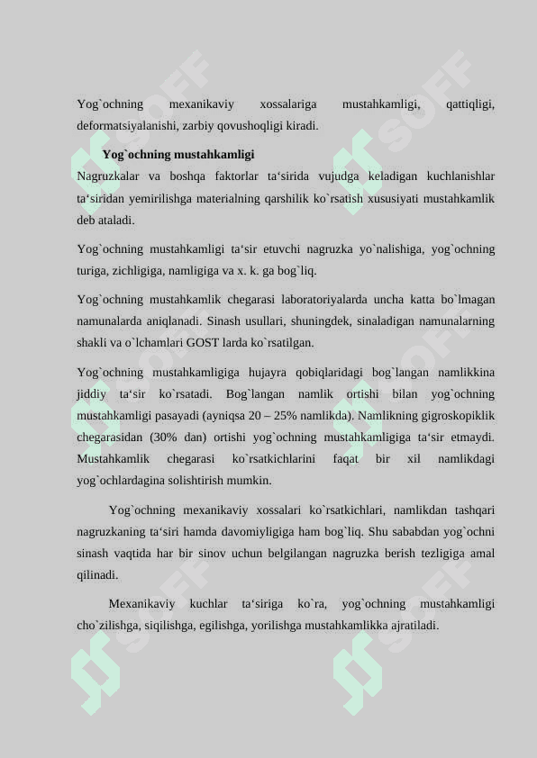 Yog`ochdan tayyorlanadigan buyumlar va mahsulotlarga xomashyo tanlash va tayyorlashda yog`och materiallarning xossalari va ishlatilishi o’rganish 8