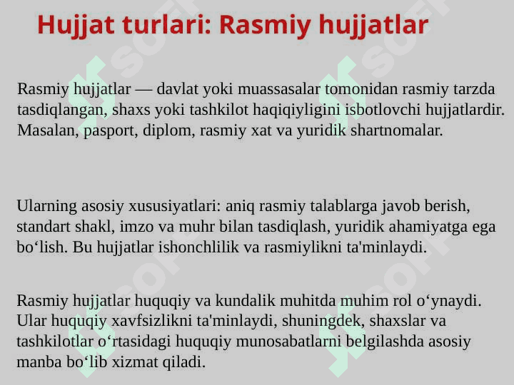 Hujjat turlari va xususiyatlari Tashkiliy hujjatlar 5