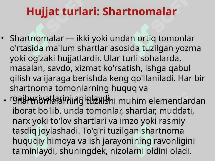 Hujjat turlari va xususiyatlari Tashkiliy hujjatlar 8