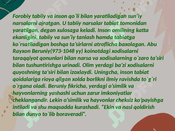 O'rta Osiyo allomalarining tabiiy fanlarni shakllanishi va rivojlanishiga qo'shgan hissalari 8
