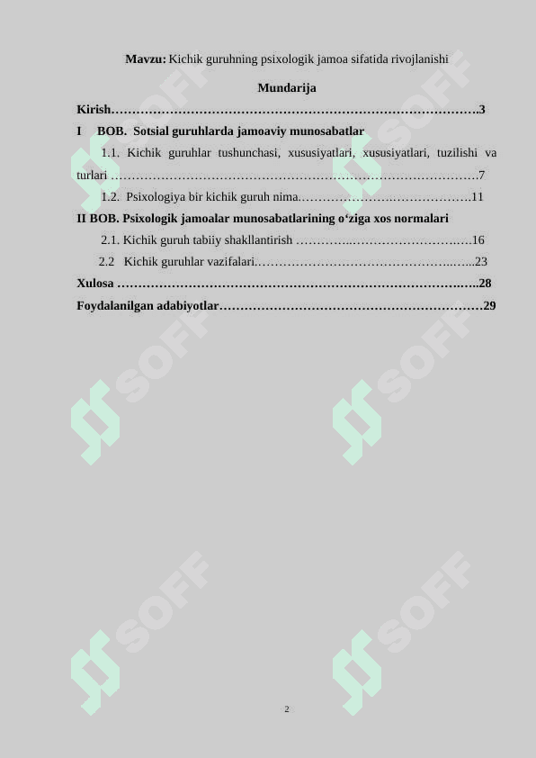 Kichik guruhning psixologik jamoa sifatida rivojlanishi 2