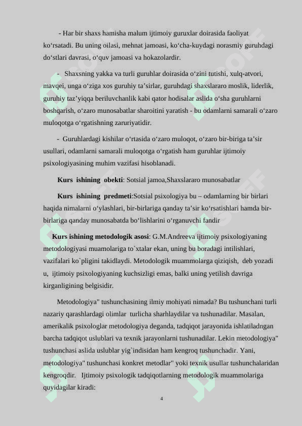 Kichik guruhning psixologik jamoa sifatida rivojlanishi 4