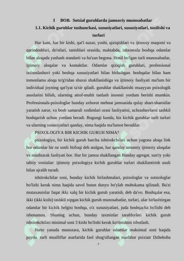 Kichik guruhning psixologik jamoa sifatida rivojlanishi 7
