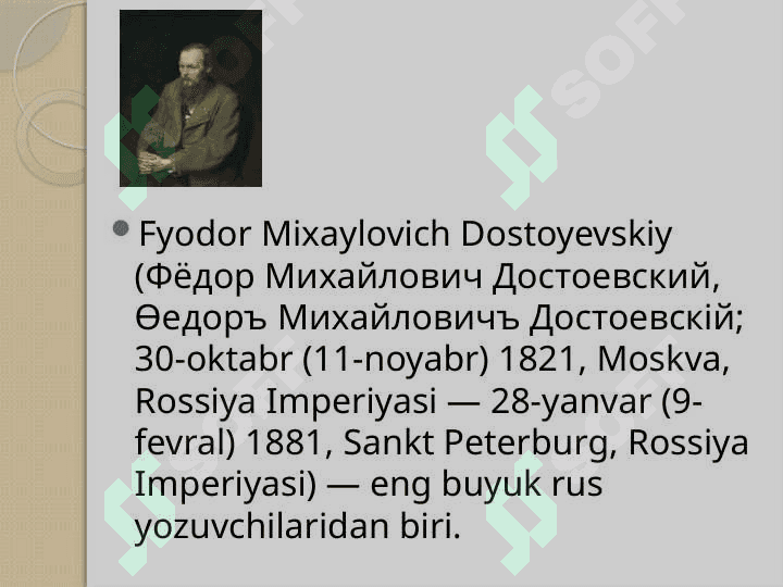 Dostoevskiy, Abdulla Qodiriy, Alisher Navoiy,Emil Zolya,Kuper asarlari misolida adabiy yoʻnalish 3
