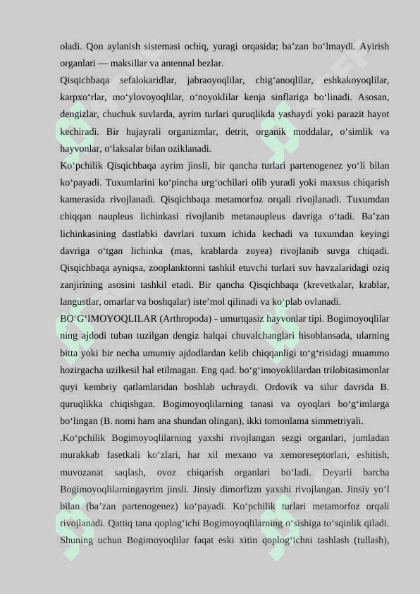Qisqichbaqasimonlar kenja tipining umumiy tasnifi va xilma xiligi. 2