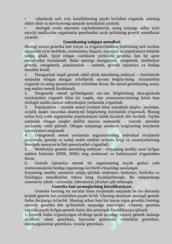 GENETIKA VA GENOMIKA ASOSLARI” FANIGA KIRISH 5