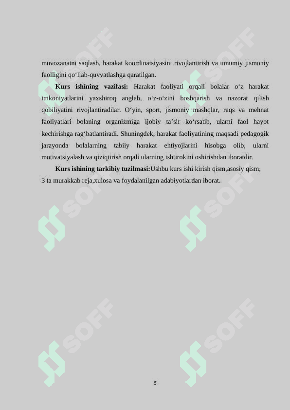 Harakat faoliyatining shakllari va turlari. 5