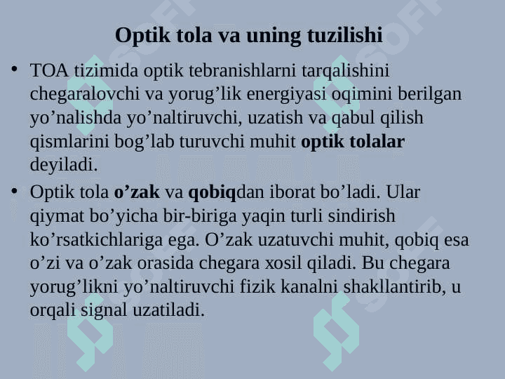 OPTIK TOLA VA KABELLAR 6