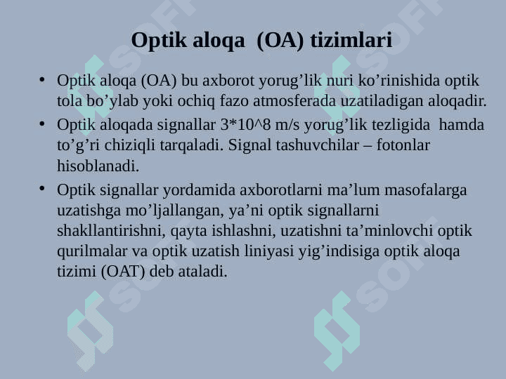 OPTIK ALOQA TIZIMLARI 4