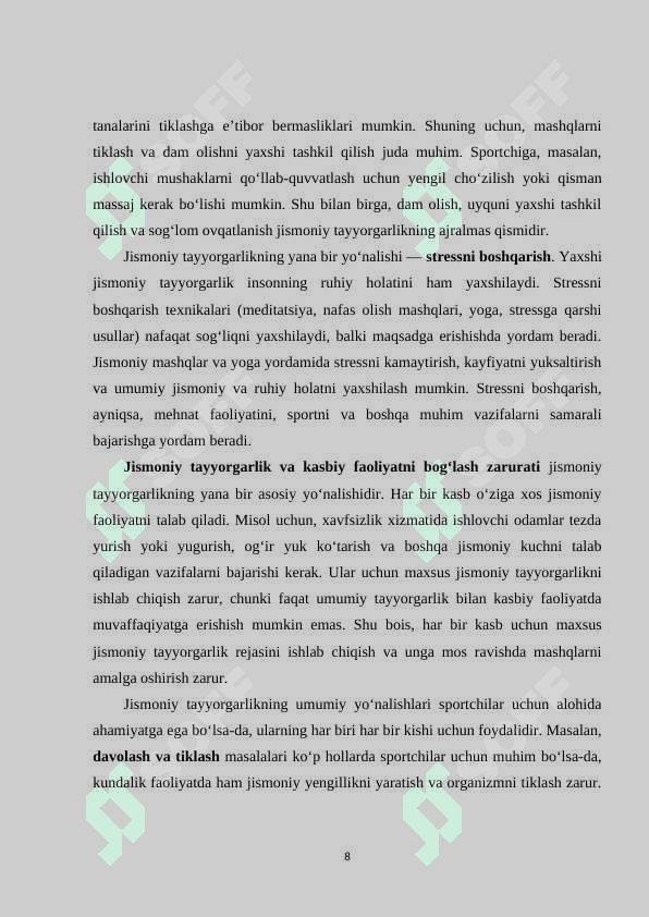Kasbiy-amaliy jismoniy tayyorgarlik 8