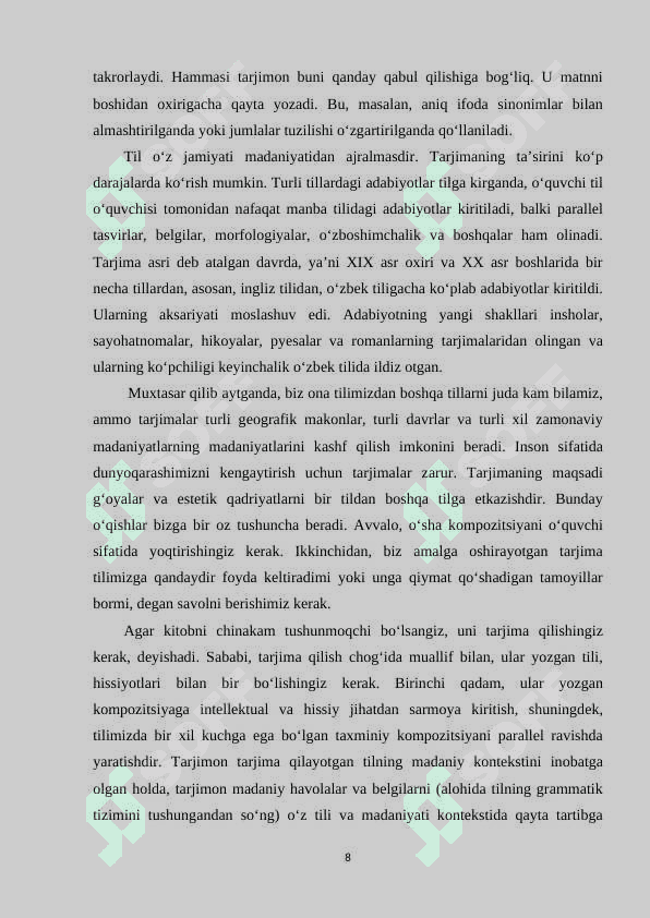 Badiiy tarjimada so`z tanlash 8