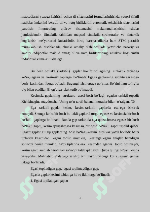 Bir bosh bo‘lakli gaplar 6