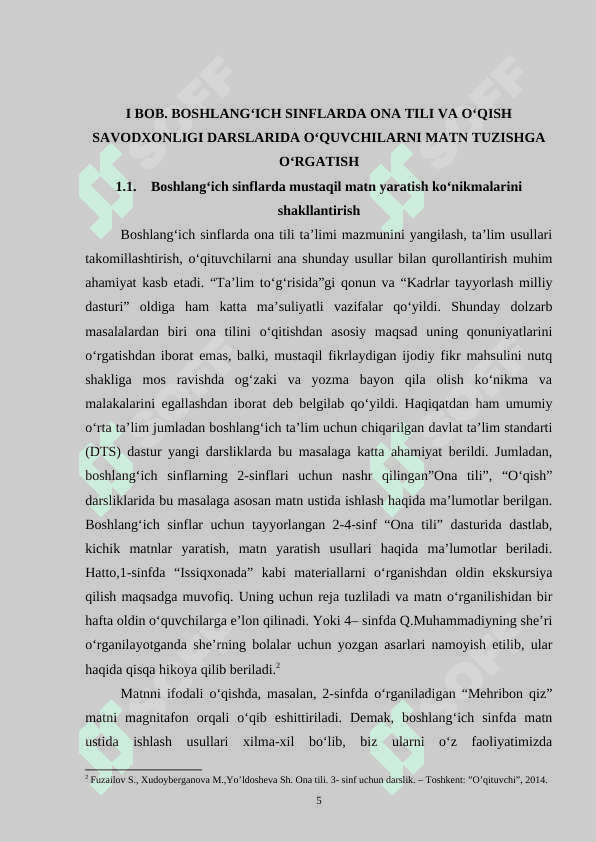 Boshlang‘ich sinflarda ona tili va o‘qish savodxonligi darslarida o‘quvchilarni matn tuzishga o‘rgatish 5