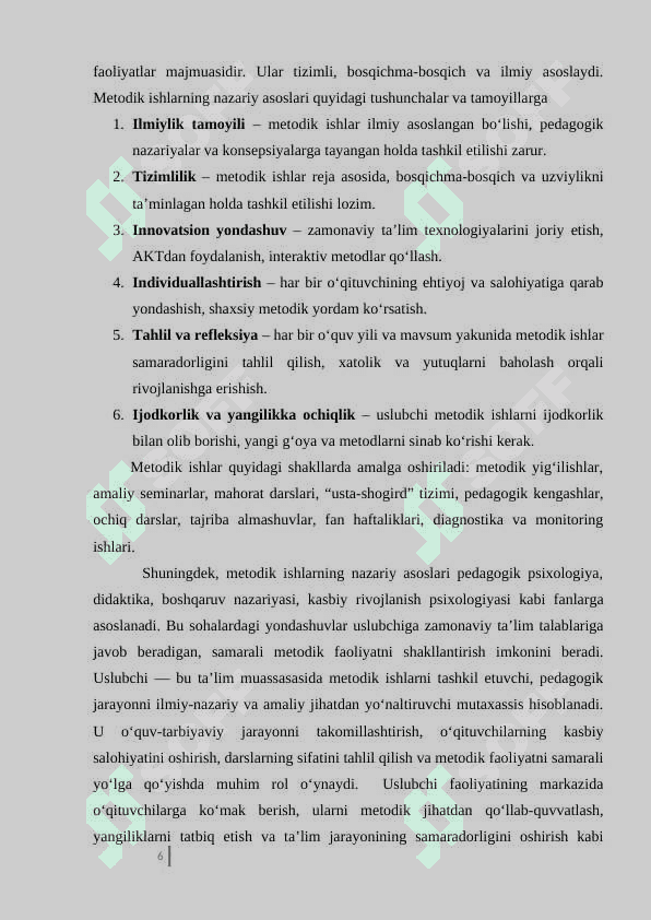 Uslubchining metodik ishlarni tashkil etishdagi roʻli 6