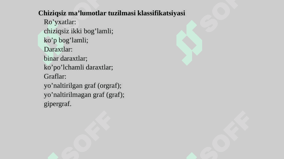 Chiziqsiz ma’lumotlar tuzilmasi 3