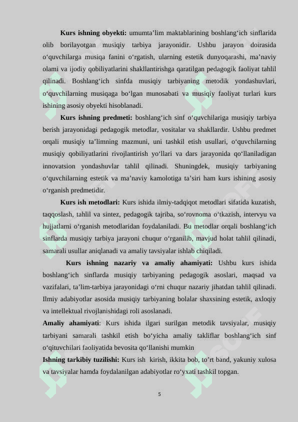 Boshlang’ich sinflarda musiqiy tarbiya va uning ta’limdagi o’rni 5
