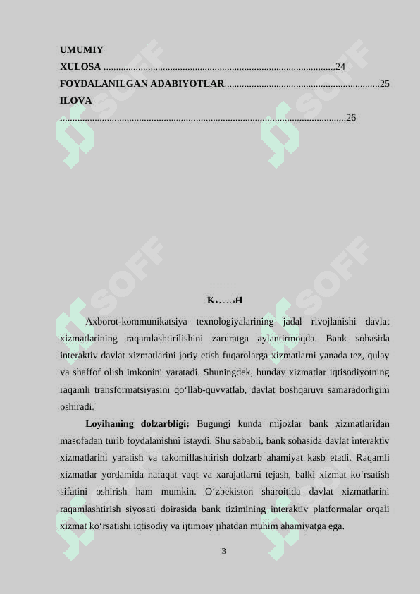 “Bank” sohasida davlat interaktiv xizmatlarini loyihalashtirish individual loyiha 3