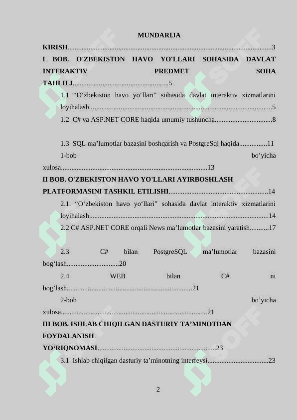 “O’zbekiston havo yo’llari” sohasida davlat interaktiv xizmatlarini loyihalash individual loyiha 2