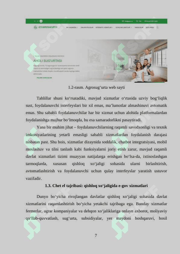 “Qishloq xo’jaligi” sohasida davlat interaktiv xizmatlarini loyihalashtirish  individual loyiha 7