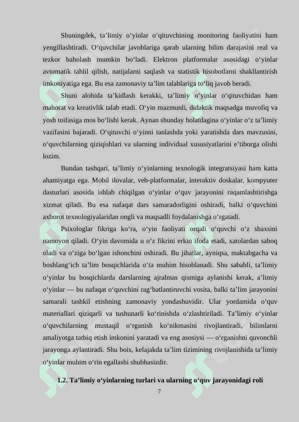 “Ta’lim” sohasida davlat interaktiv xizmatlarini loyihalashtirish individual loyiha 7