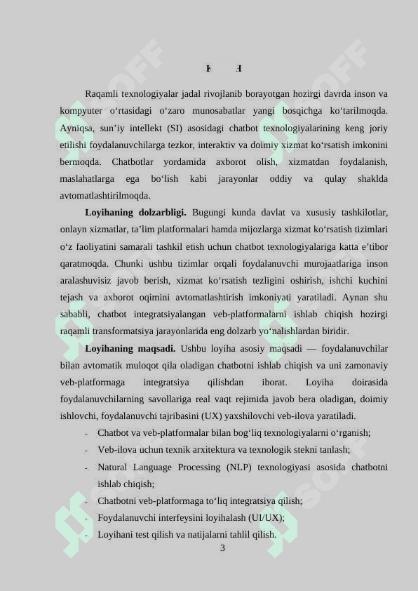 Chatbot integratsiyalangan vebplatforma yaratish individual loyiha 3