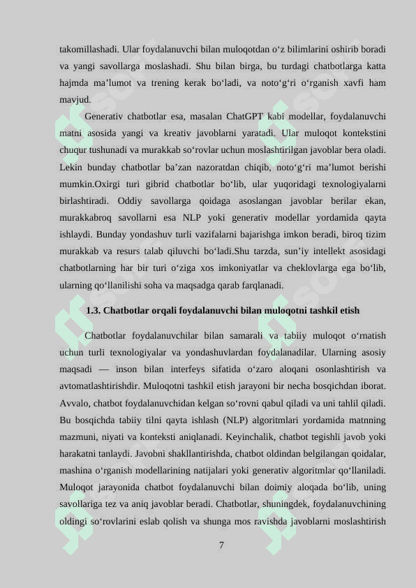 Chatbot integratsiyalangan vebplatforma yaratish individual loyiha 7