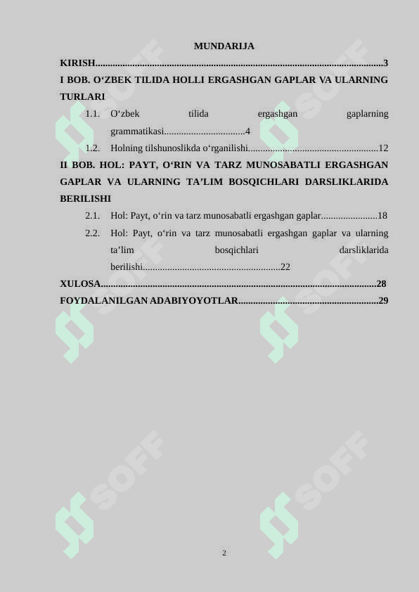 Hol ergash gaplarning turlari va ularning talim bosqichida o‘rganish 2