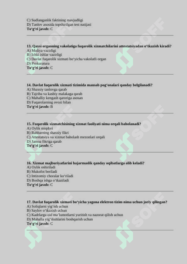 AGROS TEST SAVOLLARI 3