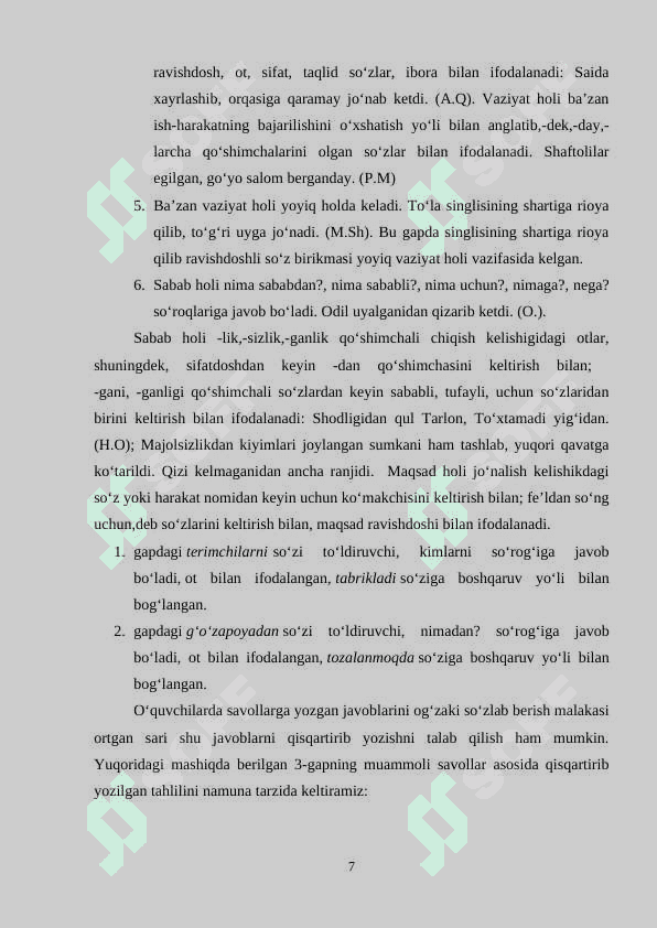 Ikkinchi darajali boʻlaklar va ularning taʼlim bosqichlari 7