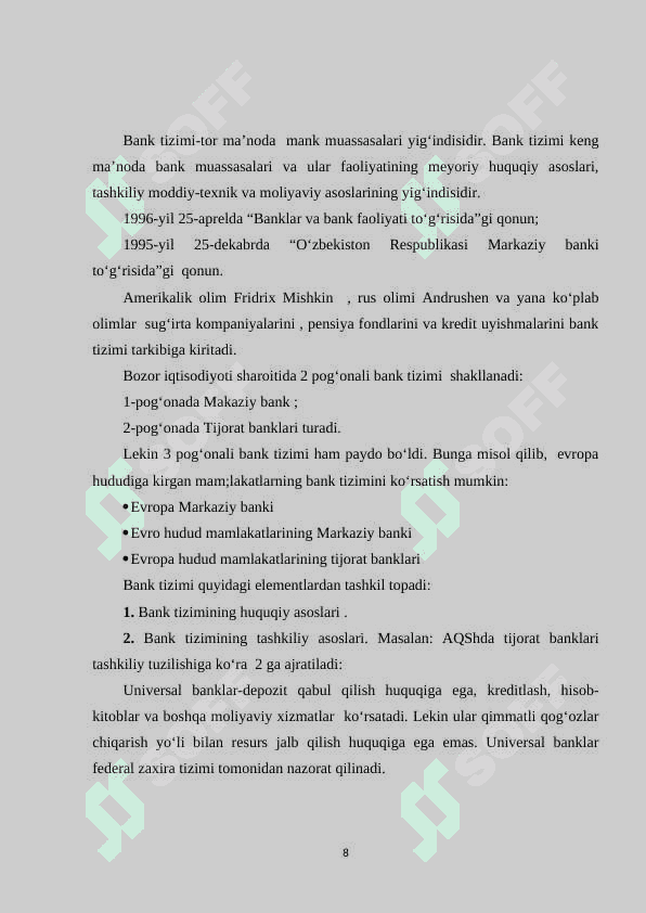 Tijorat banklari va ularning vazifalari 8