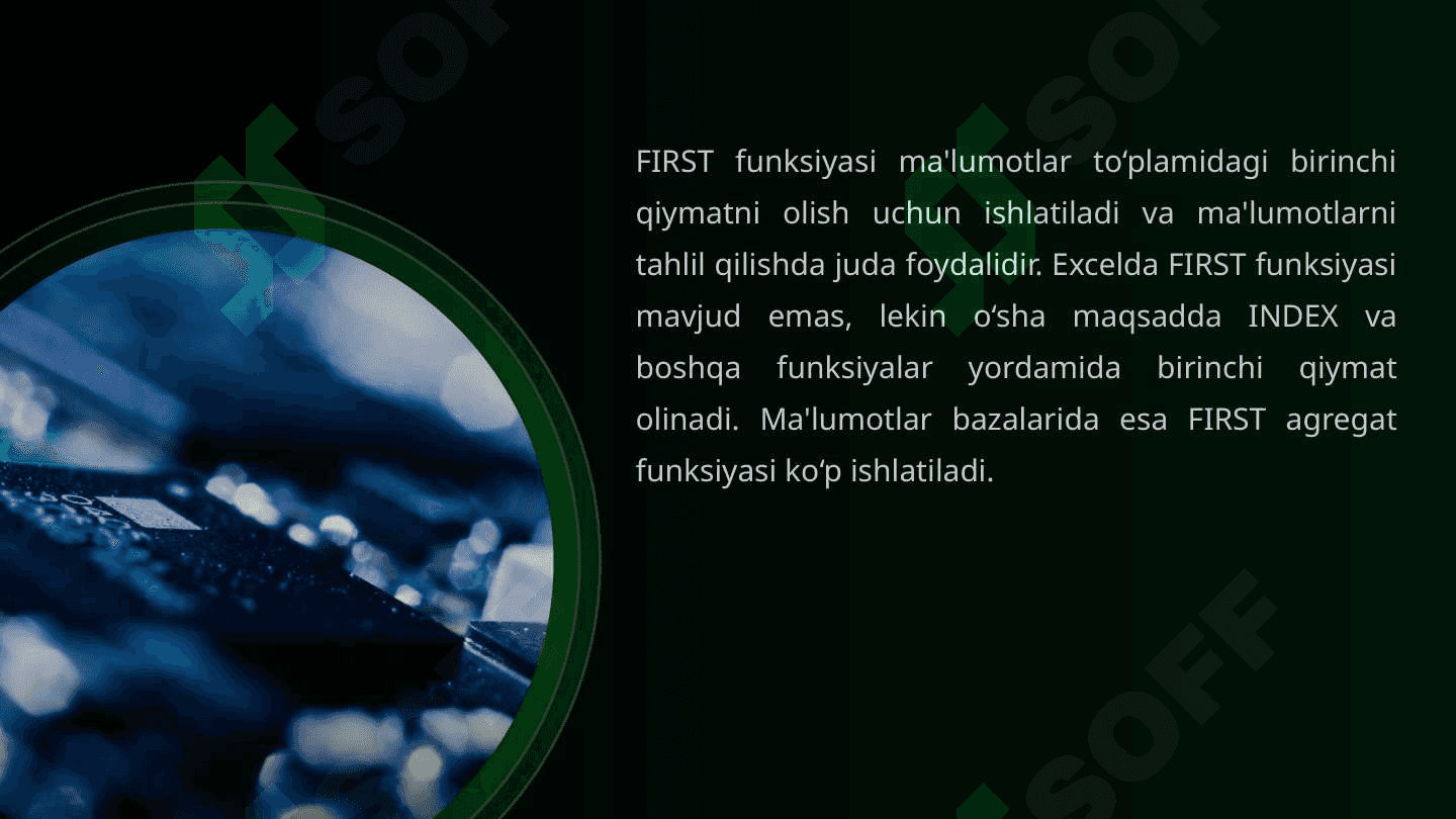 FIRST funksiyasi. LAST statistik funksiyasi 7