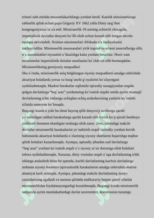 O zbekistonda faoliyati kuzatilgan missionerlik harakati va ular faoliyatining oqibatlari 4