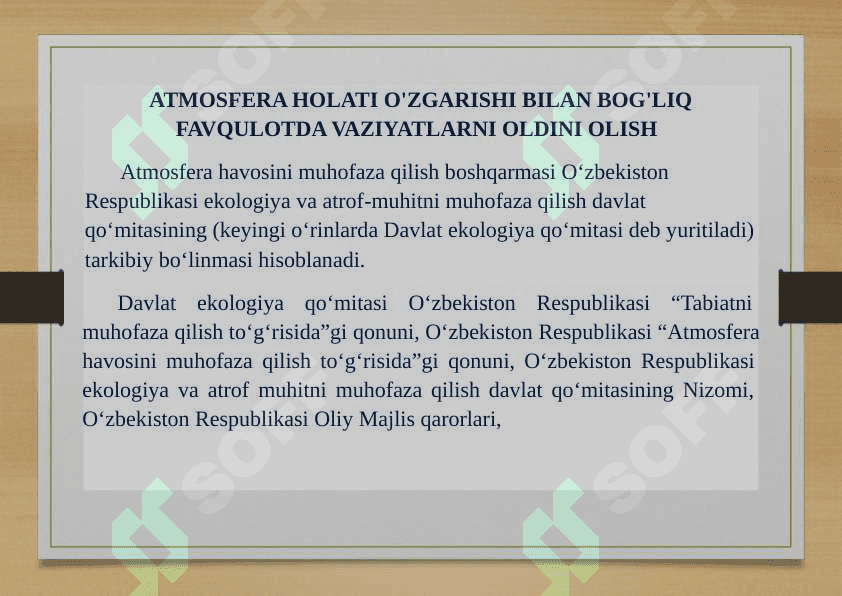 atmosfera holati o'zgarishi bilan bog'liq favqulotda vaziyatlarni oldini olish 2
