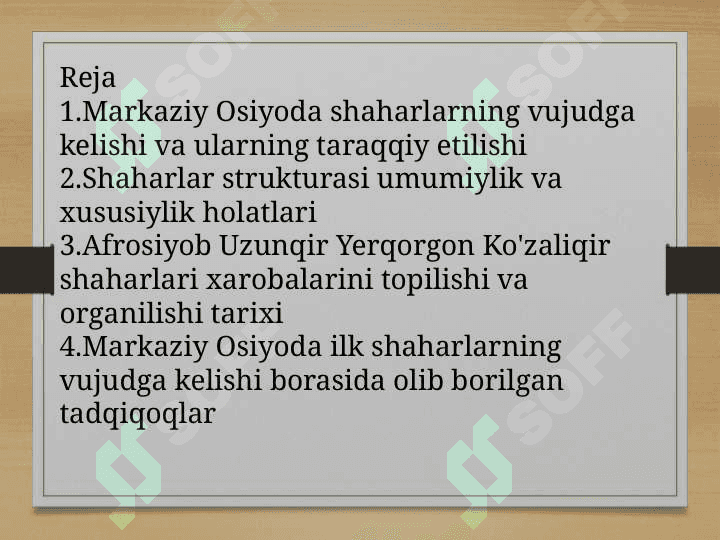 Markaziy Osiyoda ilk shaharlarning vujudga kelishi 2