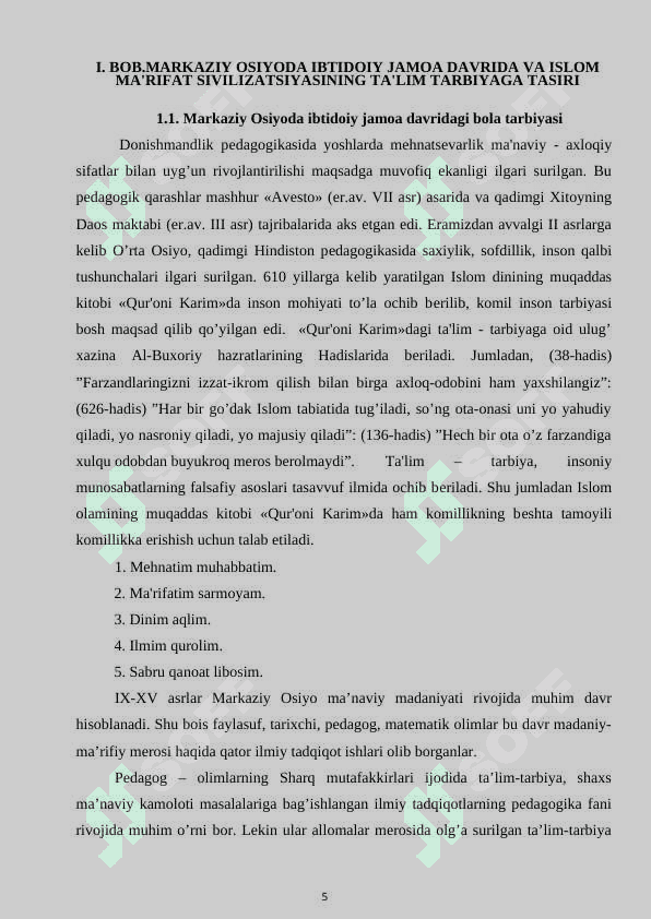 Yuksak ma'naviyatli yoshlarni tarbiyalashda o'rta osiyo allomalarining ilmiy me’rosining  o’rni. 5