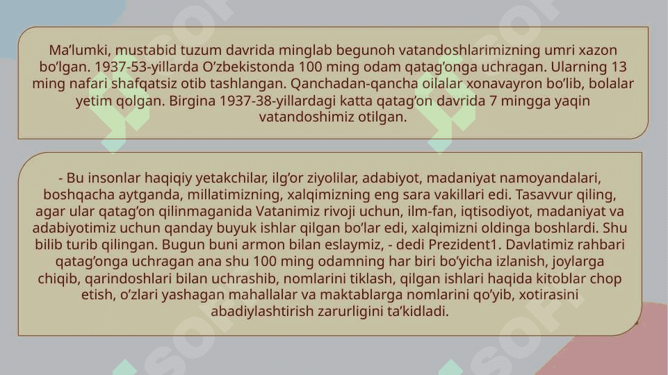 O’zbekiston 1925-1941 yillardagi ijtimoiy - siyosiy hayotida ommaviy qatag’onlar. 2