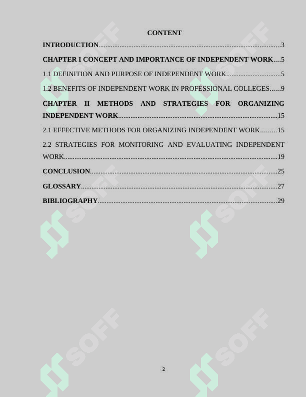 ORGANIZING INDEPENDENT WORKS IN PROFESSIONAL COLLEGES 2