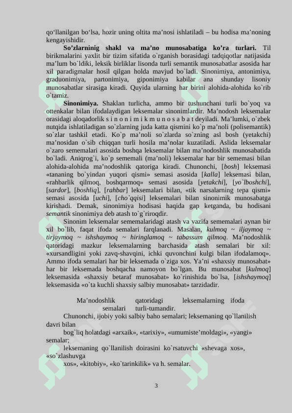 So‘zning leksik ma’nosi. Etimologiya 3