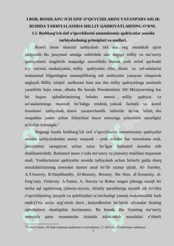 Boshlang’ich sinf o’quvchilarini milliy qadriyatlarimiz asosida vatanparvarlik ruhida tarbiyalash 5