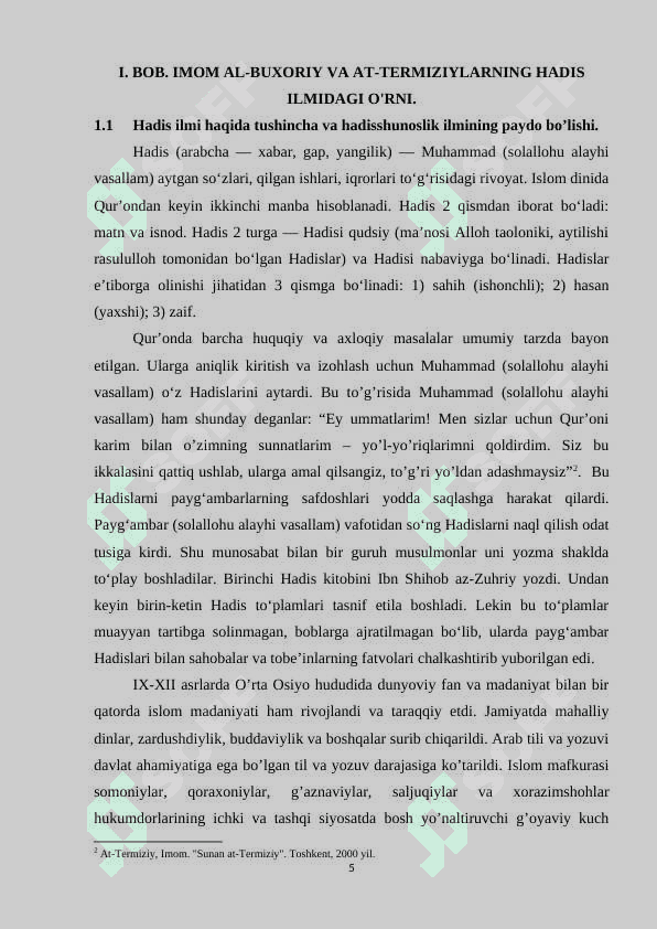 Imom Al-Buxoriy va At-Termiziyning xadis ilmini rivojlantrishdagi xizmatlari 5
