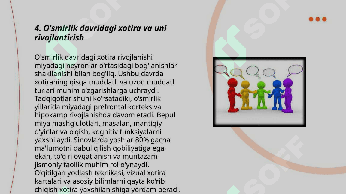 Xotira mexanizmi yoshga oid xususiyatlari 6