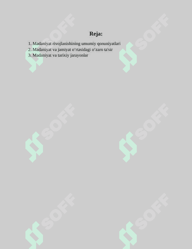 MADANIYAT RIVOJLANISHINING ASOSIY QONUNIYATLARI 2
